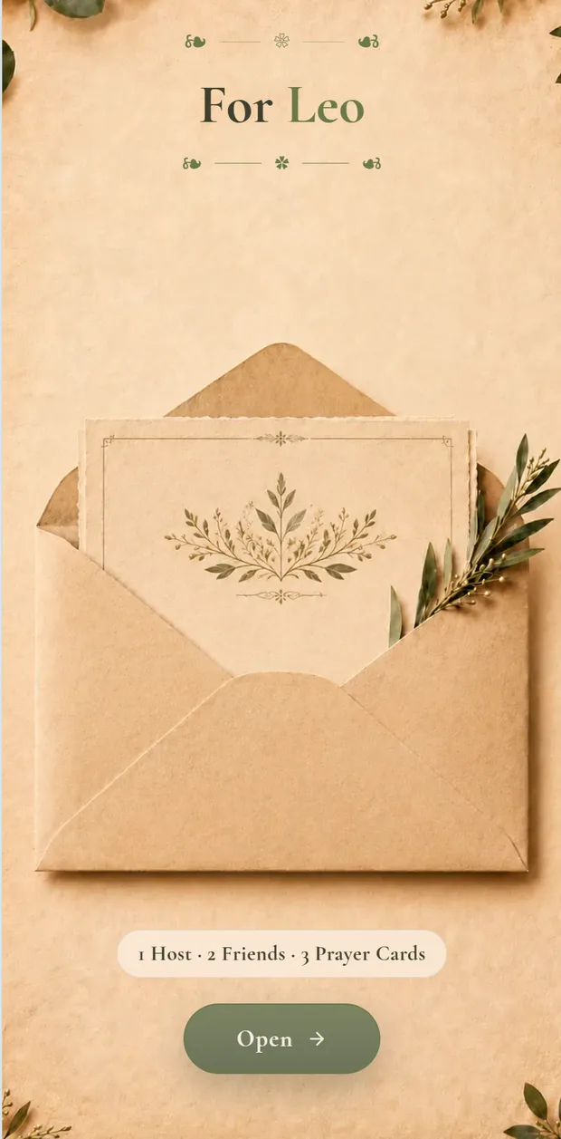 The recipient's envelope, addressed to them and ready to open