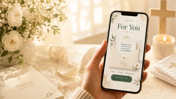 Baptism & Milestones — a Sanctum prayer circle open on a phone