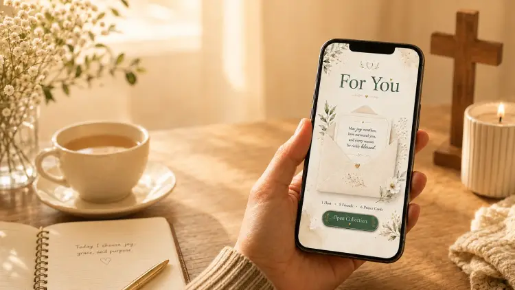 Everyday Encouragement — a Sanctum prayer circle open on a phone